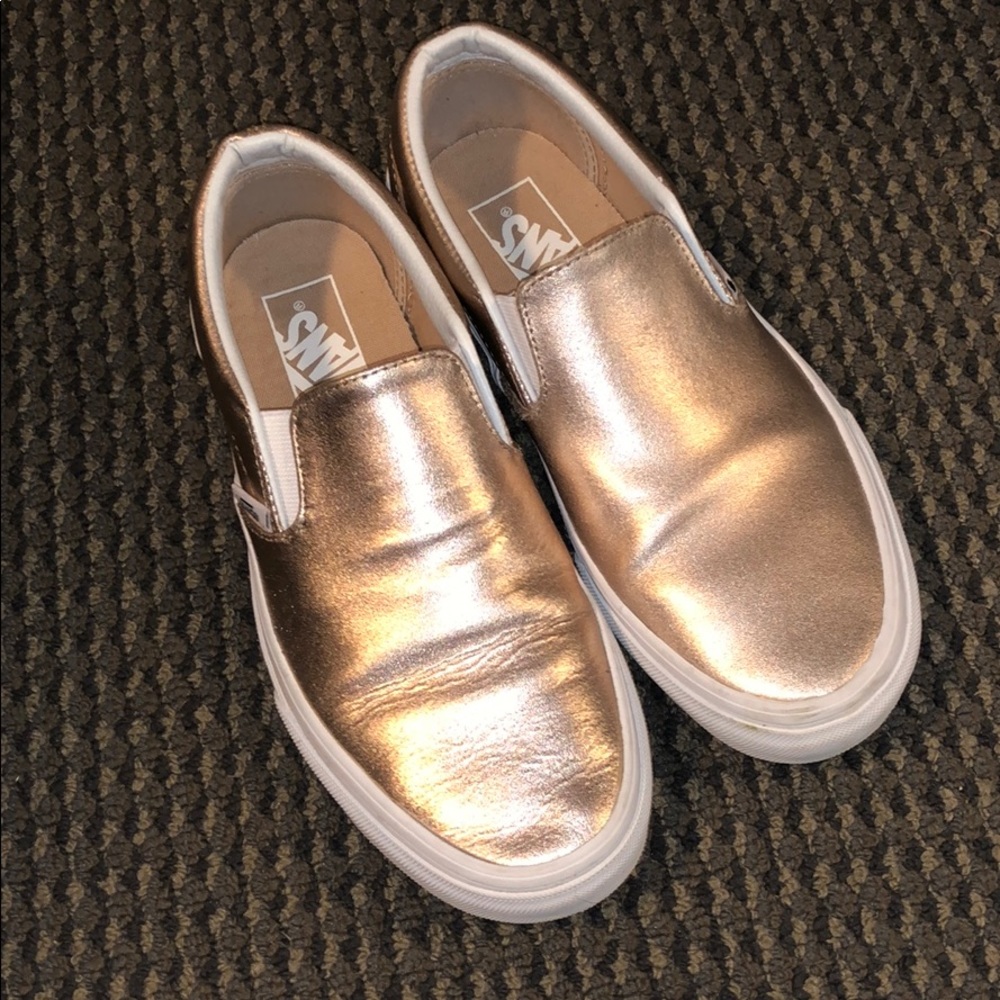 Vans Slip-On Sneakers in Rose Gold Metallic